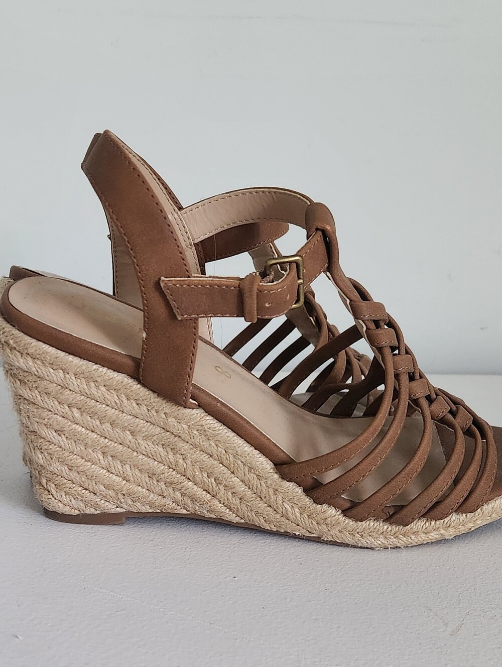New Joe Fresh Tan Woven Espadrille Wedge Sandals - Picture 3 of 7